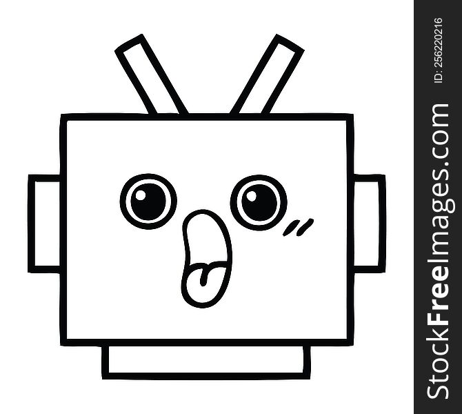 Line Drawing Cartoon Robot Head