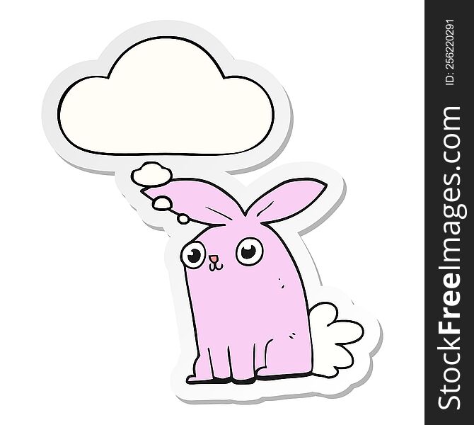 cartoon bunny rabbit with thought bubble as a printed sticker