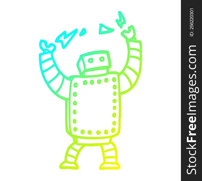 cold gradient line drawing of a cartoon giant robot