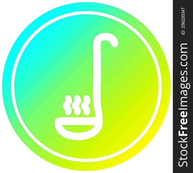 soup ladle circular icon with cool gradient finish. soup ladle circular icon with cool gradient finish