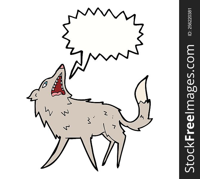 Cartoon Snapping Wolf With Speech Bubble