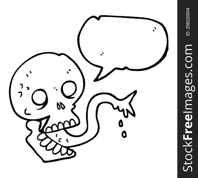 freehand drawn speech bubble cartoon spooky halloween skull