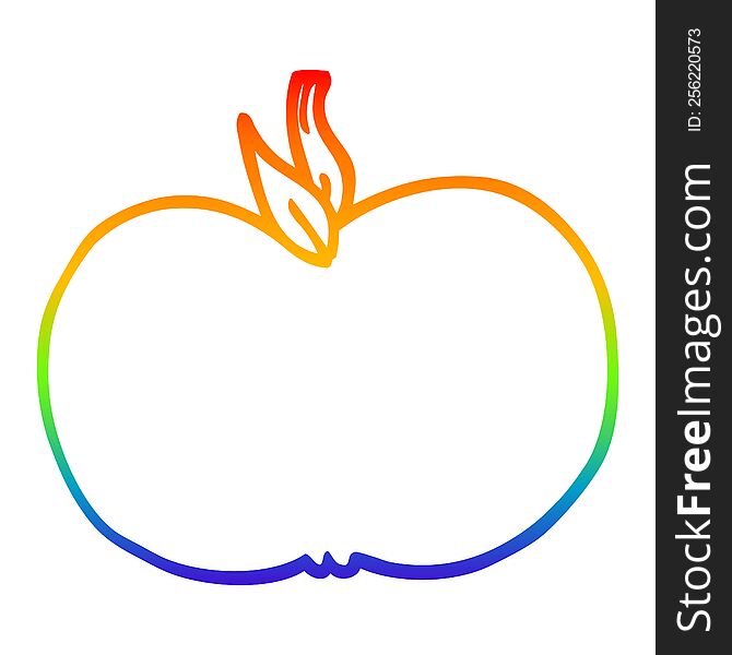Rainbow Gradient Line Drawing Cartoon Juicy Apple
