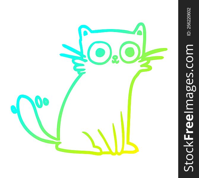 Cold Gradient Line Drawing Staring Cat