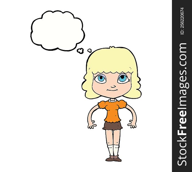 cartoon girl with thought bubble