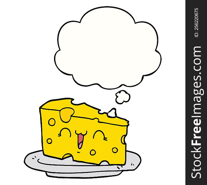 Cute Cartoon Cheese And Thought Bubble