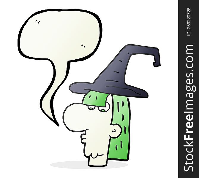 Speech Bubble Cartoon Witch Head