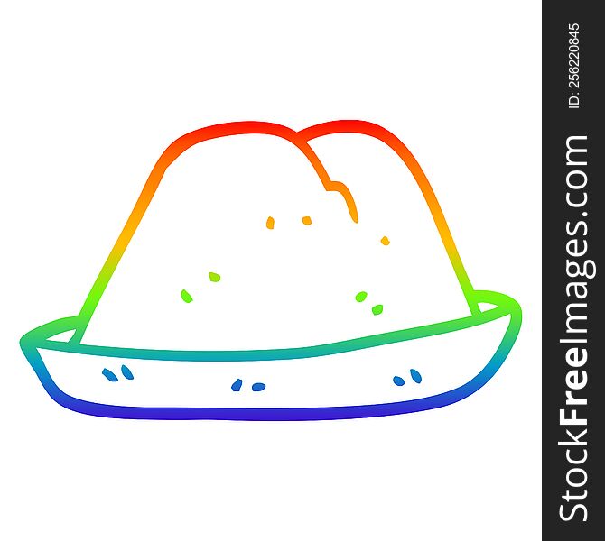 rainbow gradient line drawing of a cartoon hat