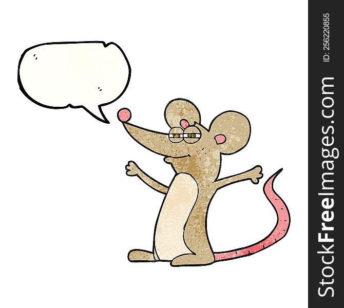 freehand speech bubble textured cartoon mouse