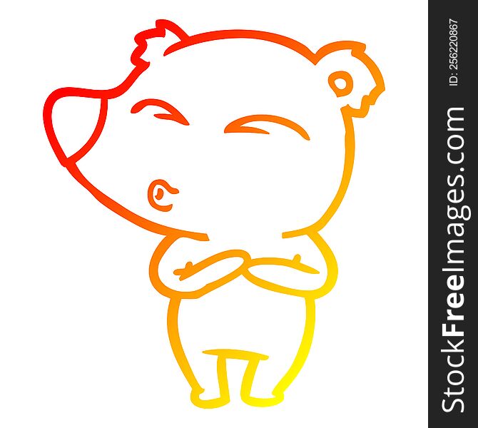 Warm Gradient Line Drawing Cartoon Whistling Bear