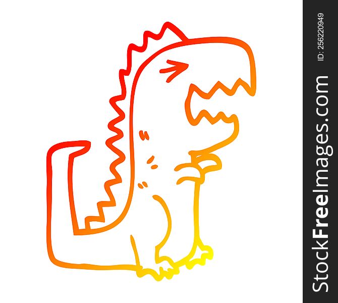 Warm Gradient Line Drawing Cartoon Roaring T Rex