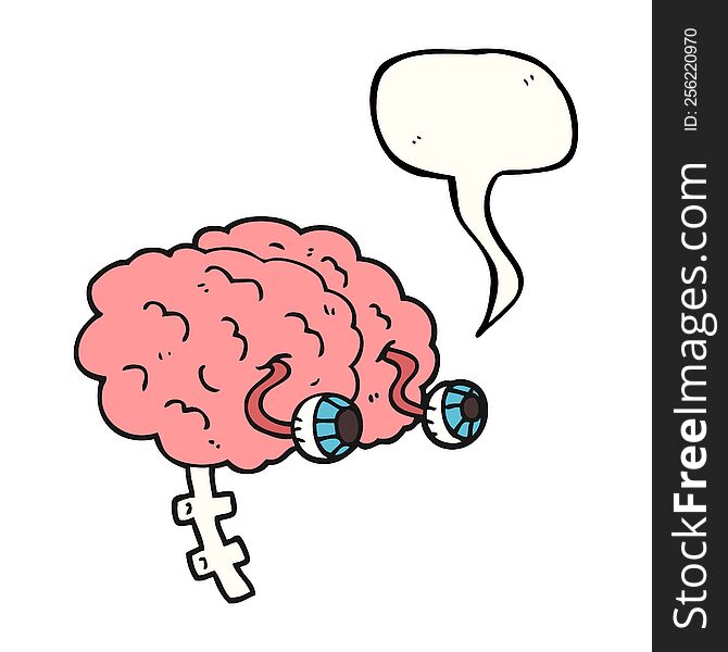 freehand drawn speech bubble cartoon brain