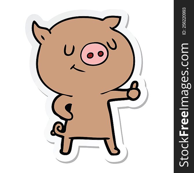 sticker of a happy cartoon pig