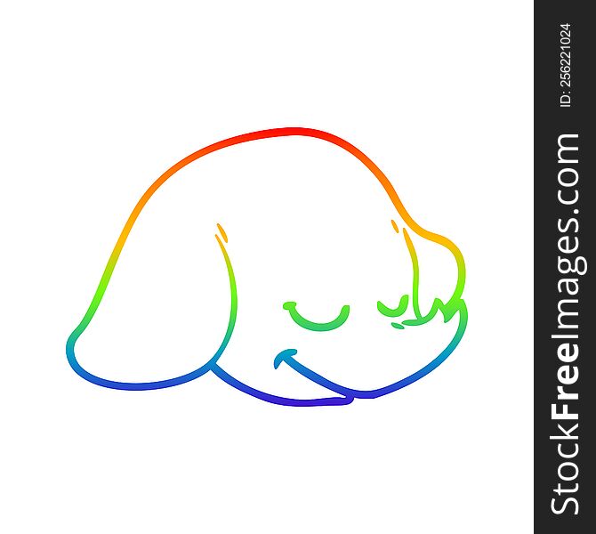 rainbow gradient line drawing of a cartoon elephant face
