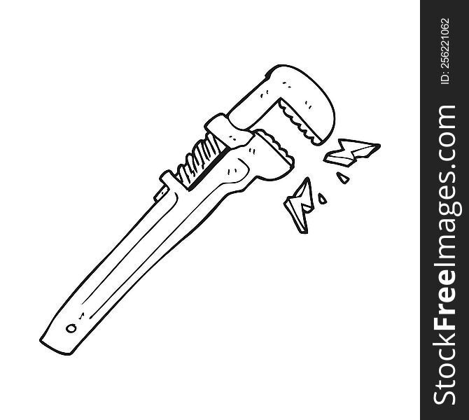 Black And White Cartoon Adjustable Wrench