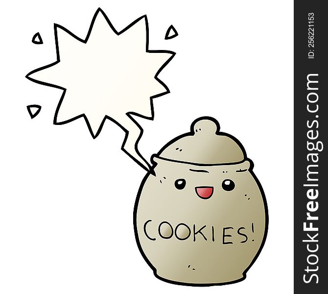 cute cartoon cookie jar with speech bubble in smooth gradient style