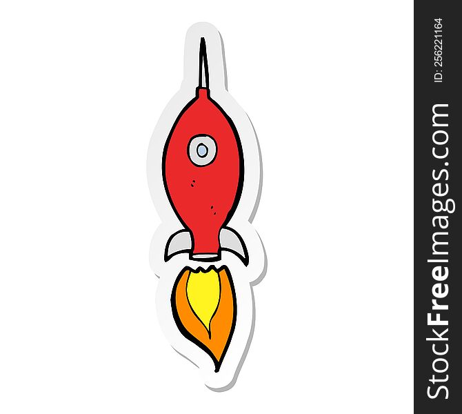 sticker of a cartoon space rocket