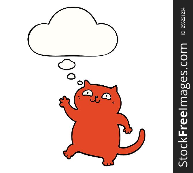 cartoon cat with thought bubble. cartoon cat with thought bubble
