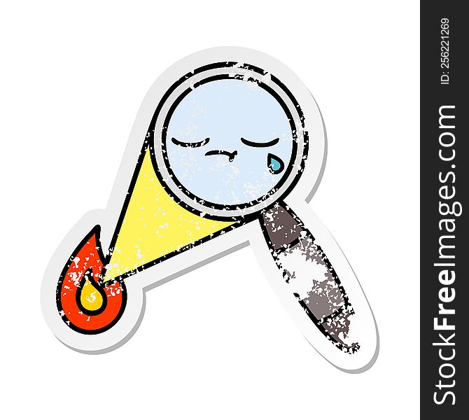 Distressed Sticker Of A Cute Cartoon Magnifying Glass