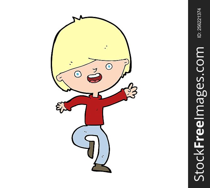 cartoon happy boy dancing