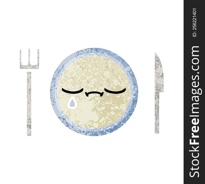 Retro Illustration Style Cartoon Dinner Plate