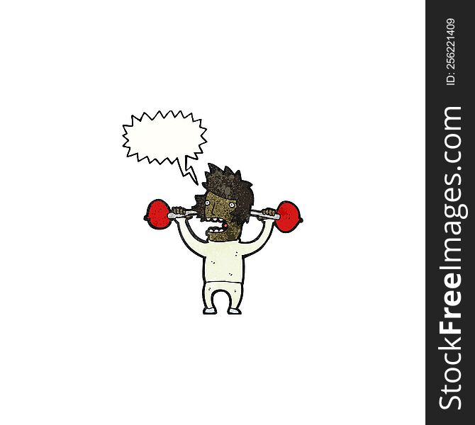 Cartoon Man Lifting Weights