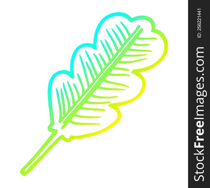 cold gradient line drawing of a cartoon fallen leaf