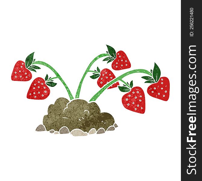freehand retro cartoon strawberries