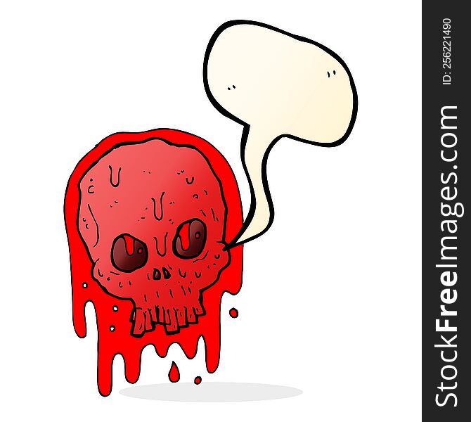 cartoon bloody skull with speech bubble