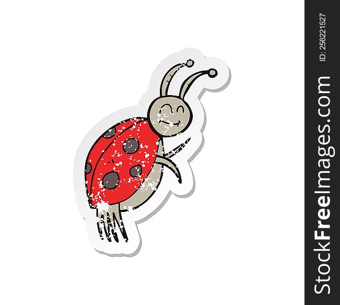 Retro Distressed Sticker Of A Cartoon Ladybug