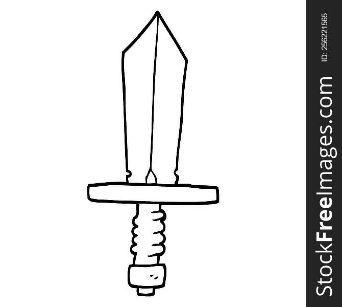 line drawing cartoon of an old bronze sword