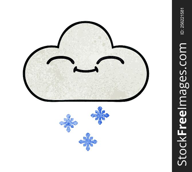 retro grunge texture cartoon of a snow cloud