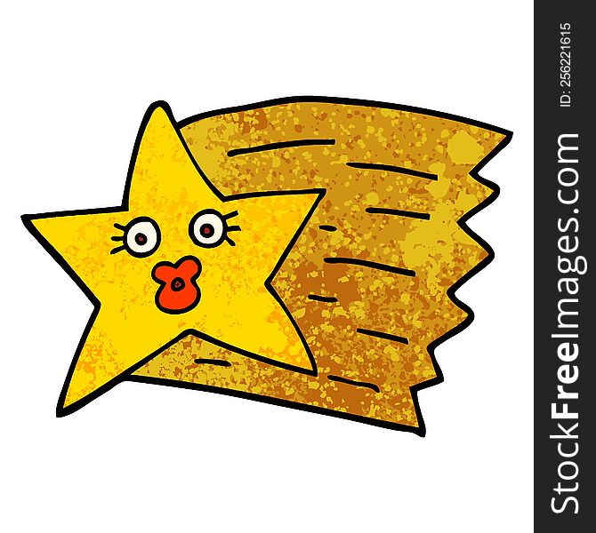 Grunge Textured Illustration Cartoon Shooting Star