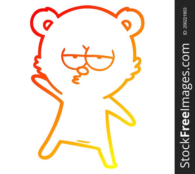 warm gradient line drawing of a bored bear cartoon
