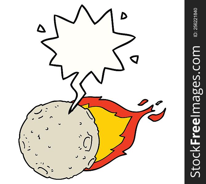 cartoon meteorite with speech bubble. cartoon meteorite with speech bubble