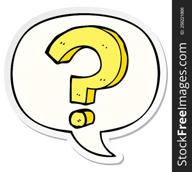 cartoon question mark with speech bubble sticker