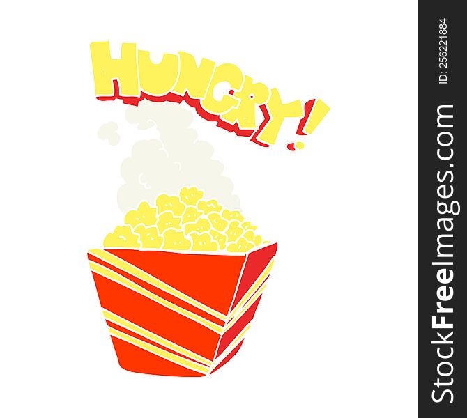 Flat Color Illustration Of A Cartoon Fresh Popcorn