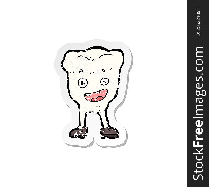Retro Distressed Sticker Of A Cartoon Tooth