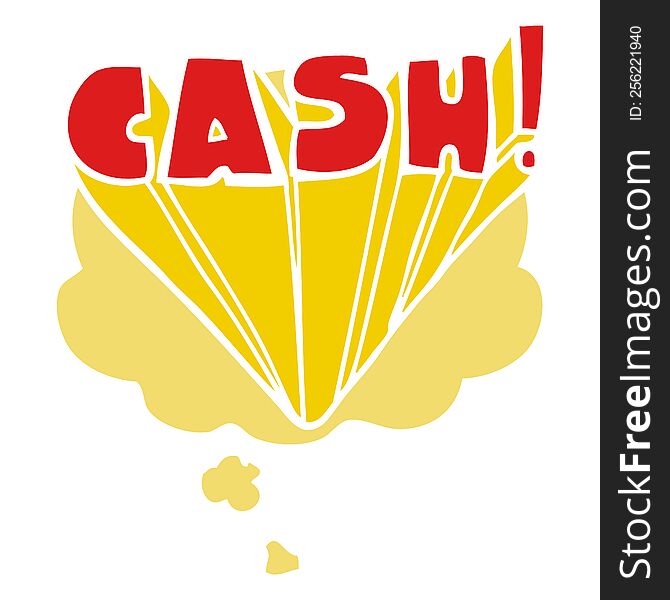 Cartoon Word Cash And Thought Bubble In Retro Style