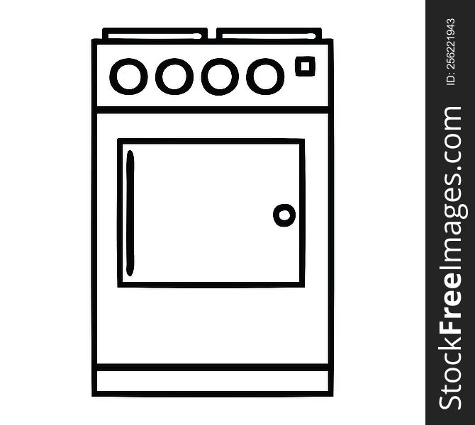Line Drawing Cartoon Oven And Cooker