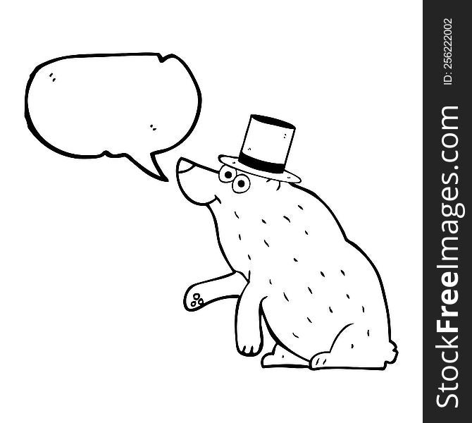 Speech Bubble Cartoon Bear In Top Hat