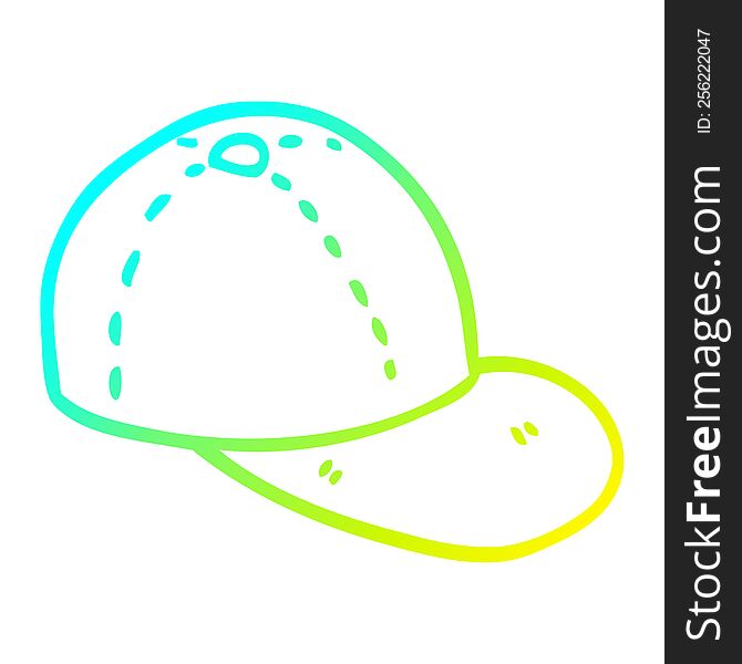 cold gradient line drawing of a cartoon peaked cap