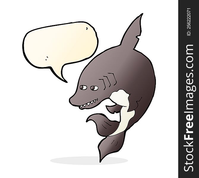 Funny Cartoon Shark With Speech Bubble