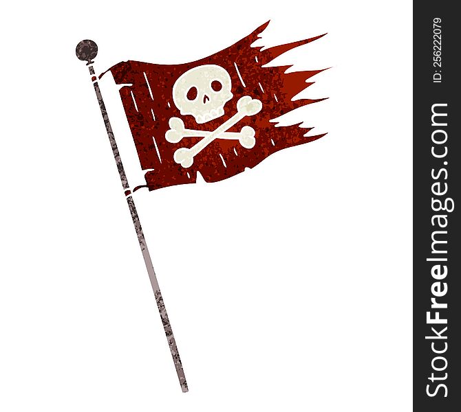 Retro Cartoon Doodle Of A Pirates Flag