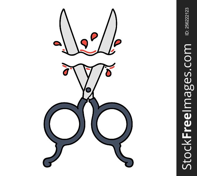 Traditional Tattoo Of Barber Scissors