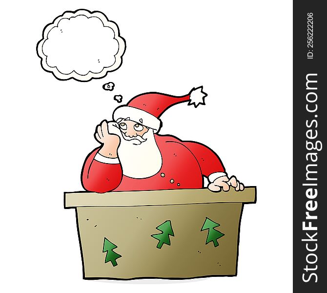 Cartoon Bored Santa Claus With Thought Bubble