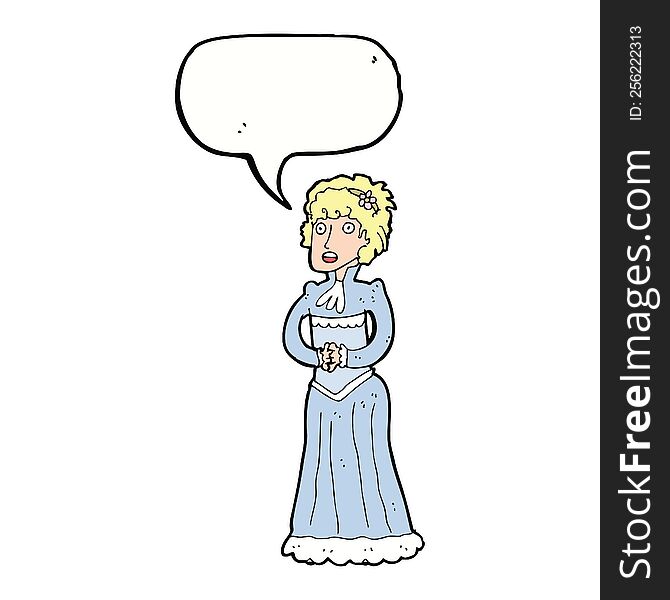 Cartoon Shocked Victorian Woman With Speech Bubble