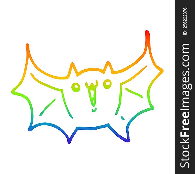 Rainbow Gradient Line Drawing Cartoon Happy Vampire Bat