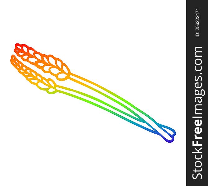 rainbow gradient line drawing of a cartoon wheat