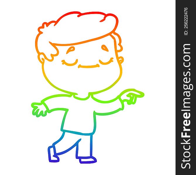 Rainbow Gradient Line Drawing Cartoon Peaceful Man